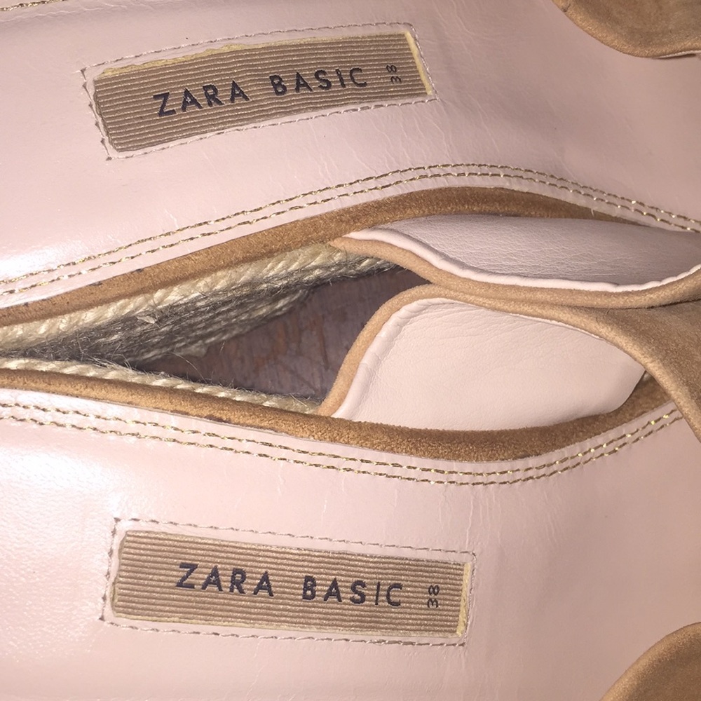 Zara Basic Collection Crossover Leather Wedge Sz 8 - image 5
